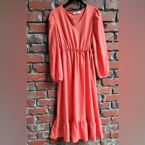 Vibrant Orange Long Sleeve Dress S (NWT)